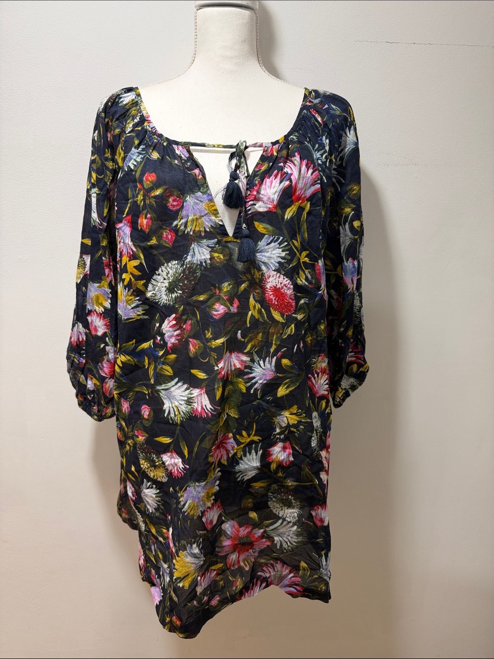 J Crew Womens Tunic Floral Tropical Summer Blouse‎ Top XL Vacation Lightweight